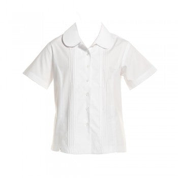 White Pin Tuck Short Sleeved Blouse 