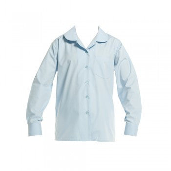 Sky Blue Girls Long Sleeved Peter Pan Blouse 